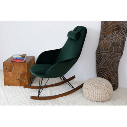 Ashcroft Chloe Mid-Century Modern Rocker Livingroom And Bedroom Chair - Dark Green