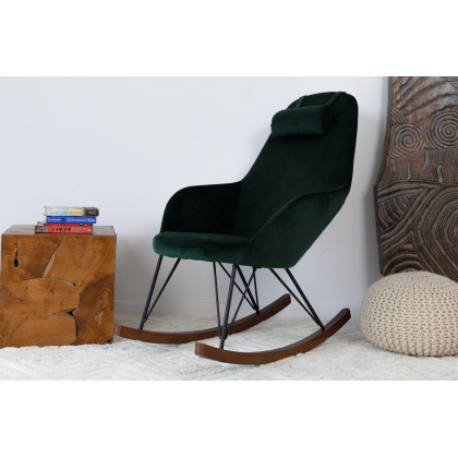 Ashcroft Chloe Mid-Century Modern Rocker Livingroom And Bedroom Chair - Dark Green