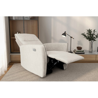 Ashcroft Asheville Suede Recliner Chair - Cream