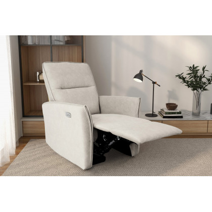 Ashcroft Asheville Suede Recliner Chair - Cream
