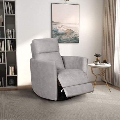 Ashcroft - Lawson Swivel Glider Suede Recliner Chair in Latte