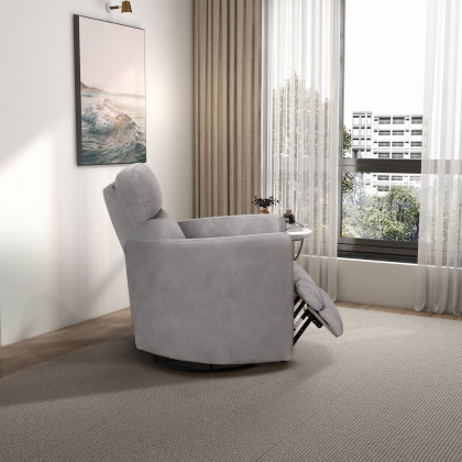 Ashcroft - Lawson Swivel Glider Suede Recliner Chair in Latte