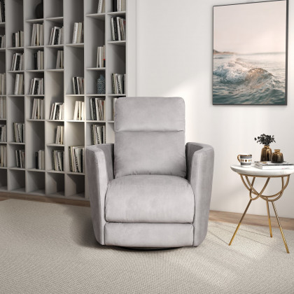 Ashcroft - Lawson Swivel Glider Suede Recliner Chair in Latte