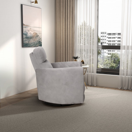 Ashcroft - Lawson Swivel Glider Suede Recliner Chair in Latte