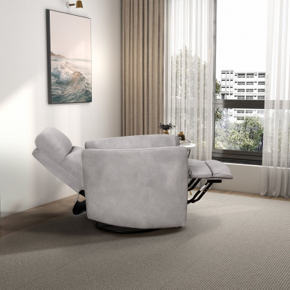 Ashcroft - Lawson Swivel Glider Suede Recliner Chair in Latte
