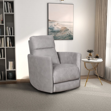 Ashcroft - Lawson Swivel Glider Suede Recliner Chair in Latte
