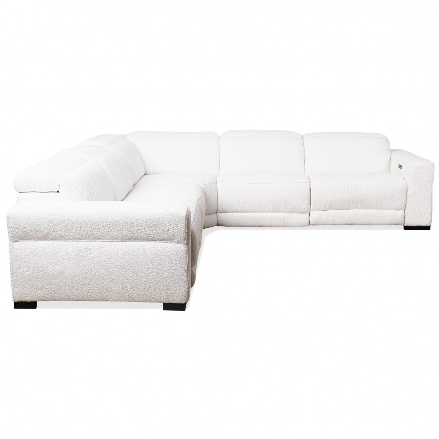 Ashcroft - Yohan Reclining Sectional Sofa - White Boucle