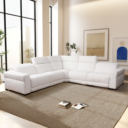 Ashcroft - Yohan Reclining Sectional Sofa - White Boucle