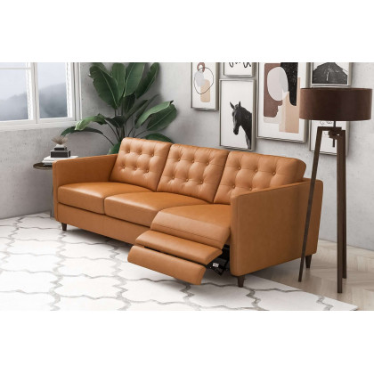 Ashcroft Christopher Leather Electric Reclining Sofa - Tan, Right Recliner