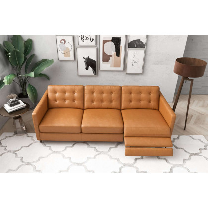 Ashcroft Christopher Leather Electric Reclining Sofa - Tan, Right Recliner