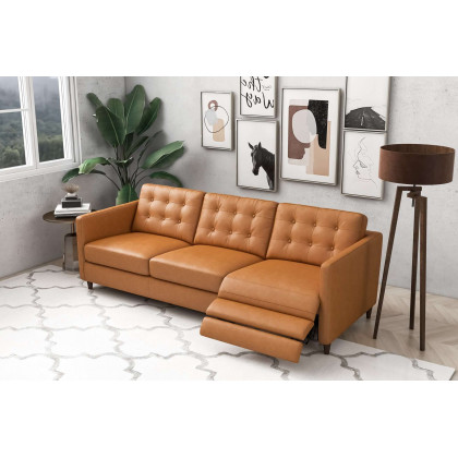 Ashcroft Christopher Leather Electric Reclining Sofa - Tan, Right Recliner