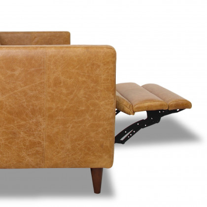 Ashcroft Christopher Tan Leather Electric Inclining Sofa - Left Facing