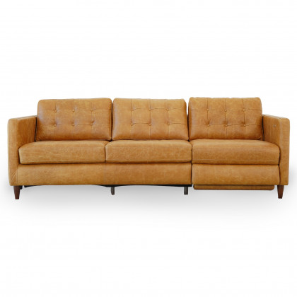 Ashcroft Christopher Tan Leather Electric Inclining Sofa - Right Facing