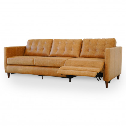 Ashcroft Christopher Tan Leather Electric Inclining Sofa - Right Facing