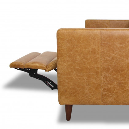 Ashcroft Christopher Tan Leather Electric Inclining Sofa - Right Facing