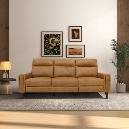 Ashcroft Elliot Incliner Sofa Left - Waxy Tan Leather