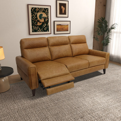 Ashcroft Elliot Incliner Sofa Left - Waxy Tan Leather