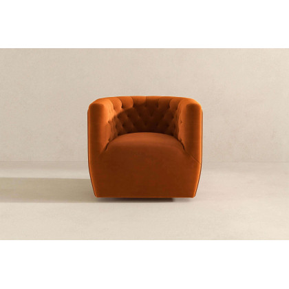Ashcroft Delaney Velvet Swivel Chair - Burnt Orange