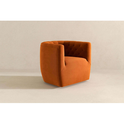 Ashcroft Delaney Velvet Swivel Chair - Burnt Orange