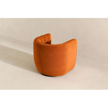 Ashcroft Delaney Velvet Swivel Chair - Burnt Orange