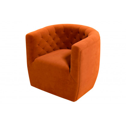 Ashcroft Delaney Velvet Swivel Chair - Burnt Orange