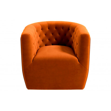 Ashcroft Delaney Velvet Swivel Chair - Burnt Orange