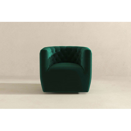 Ashcroft Delaney Velvet Swivel Chair - Green