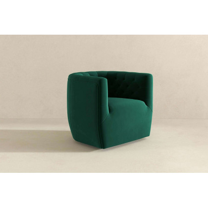 Ashcroft Delaney Velvet Swivel Chair - Green