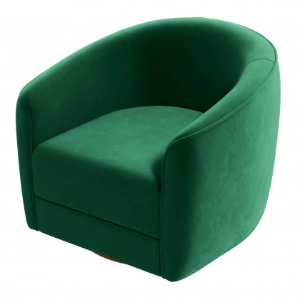 Ashcroft Elise Mid-Century Modern Swivel Chair - Dark Green Velvet