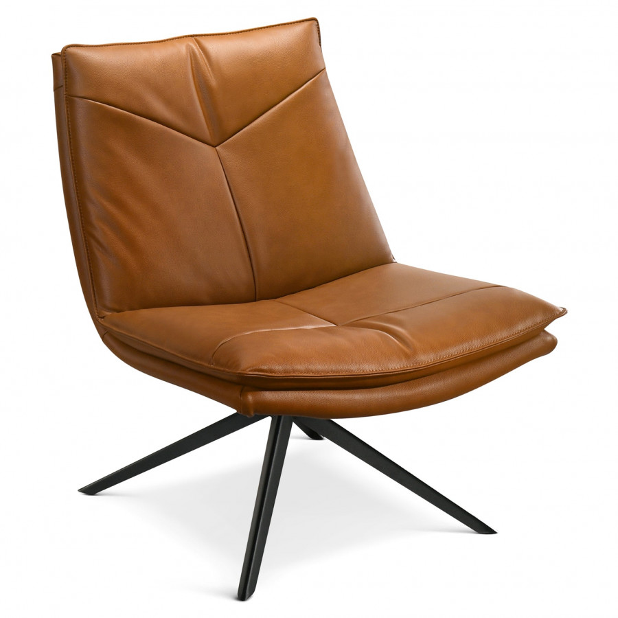 Ashcroft - Oakland Cognac Vegan Leather Swivel Chair
