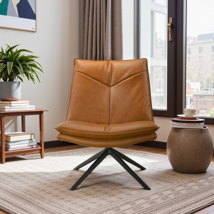 Ashcroft - Oakland Cognac Vegan Leather Swivel Chair