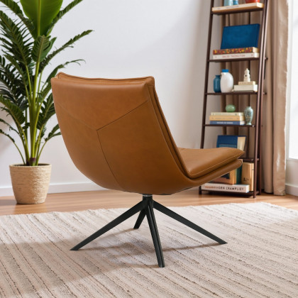 Ashcroft - Oakland Cognac Vegan Leather Swivel Chair