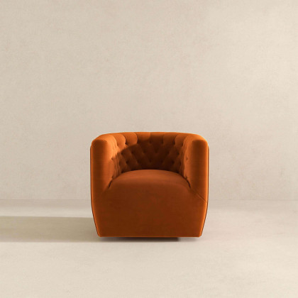 Ashcroft Delaney Swivel Chair - Burnt Orange Velvet