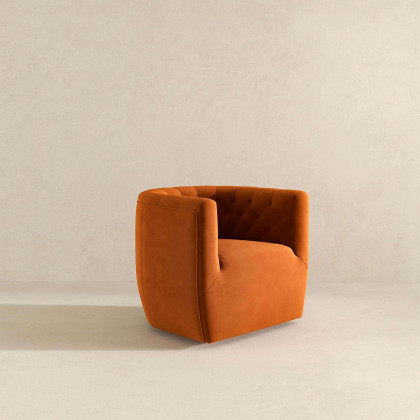 Ashcroft Delaney Swivel Chair - Burnt Orange Velvet