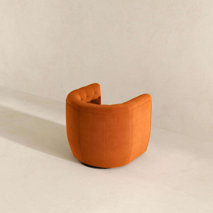 Ashcroft Delaney Swivel Chair - Burnt Orange Velvet