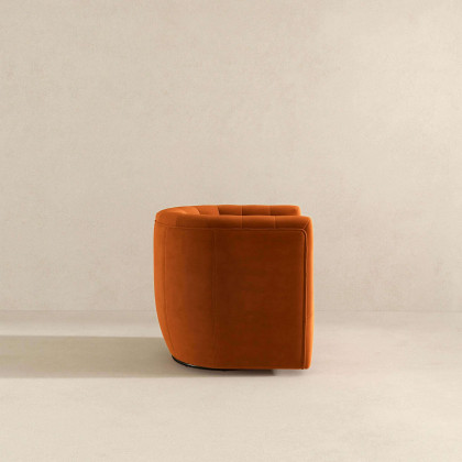 Ashcroft Delaney Swivel Chair - Burnt Orange Velvet