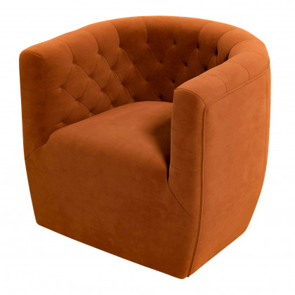 Ashcroft Delaney Swivel Chair - Burnt Orange Velvet