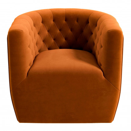 Ashcroft Delaney Swivel Chair - Burnt Orange Velvet