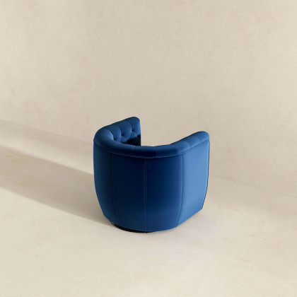 Ashcroft Delaney Swivel Chair - Dark Blue Velvet