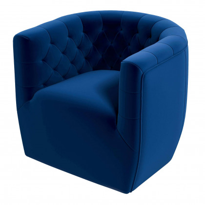 Ashcroft Delaney Swivel Chair - Dark Blue Velvet