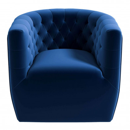 Ashcroft Delaney Swivel Chair - Dark Blue Velvet