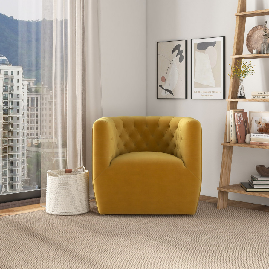 Ashcroft Delaney Swivel Chair - Gold Velvet