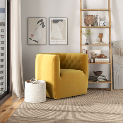 Ashcroft Delaney Swivel Chair - Gold Velvet