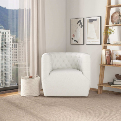 Ashcroft Delaney Boucle Swivel Chair - Cream