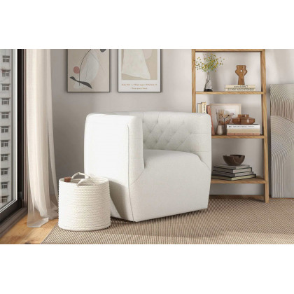 Ashcroft Delaney Boucle Swivel Chair - Cream