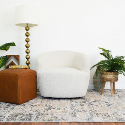 Ashcroft Mina Swivel Chair - White Boucle