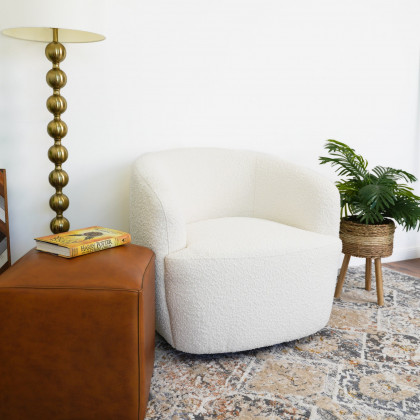 Ashcroft Mina Swivel Chair - White Boucle