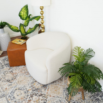 Ashcroft Mina Swivel Chair - White Boucle