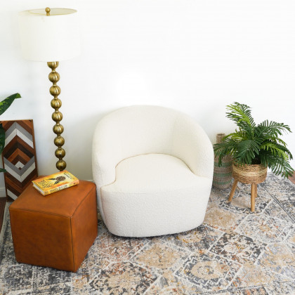 Ashcroft Mina Swivel Chair - White Boucle