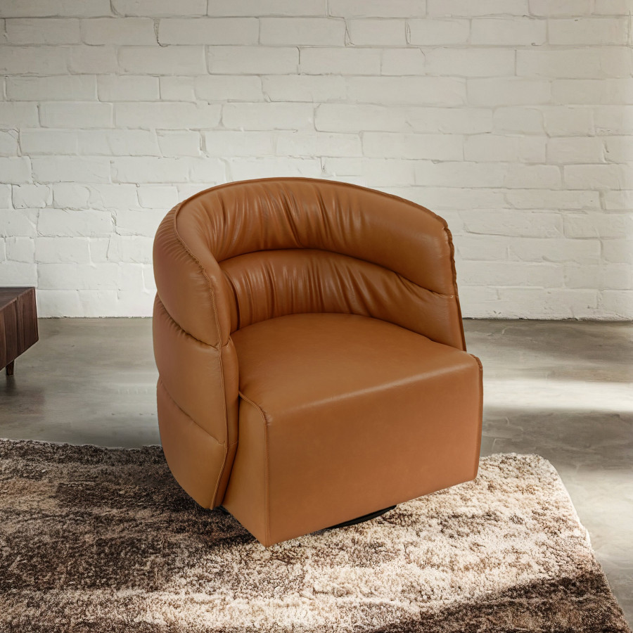 Ashcroft Walden Swivel Chair - Vegan Tan Leather